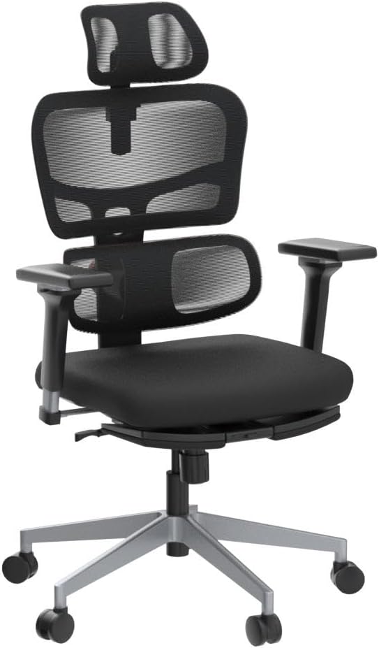 Ergonomic Office Chair with Footrest- High Back Desk Chair with Unique Adjustable Lumbar Support, Seat Depth Adjustment, Tilt Function, 4D Armrest Recliner Chair for Home Office