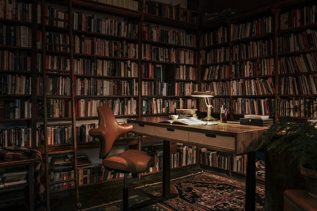 HAG Capisco Adjustable Standing Desk Chair - Black Frame - Leather Tan Brown Seat