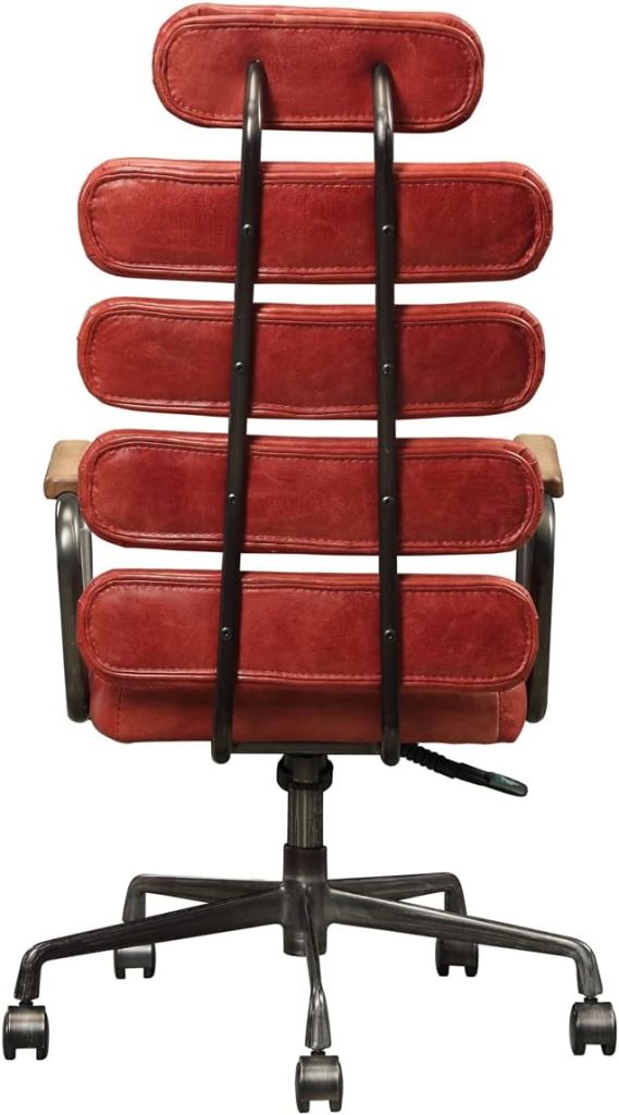 ACME Calan Executive Office Chair - - Vintage Red Top Grain Leather