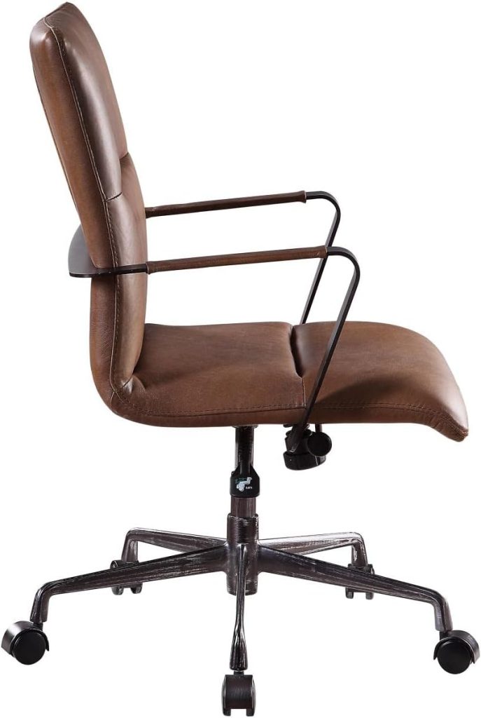Acme Indra Leather Upholstered Swivel Office Chair in Vintage Chocolate