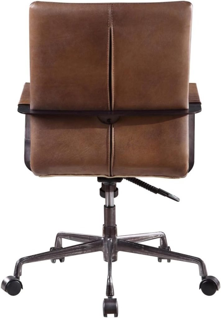 Acme Indra Leather Upholstered Swivel Office Chair in Vintage Chocolate