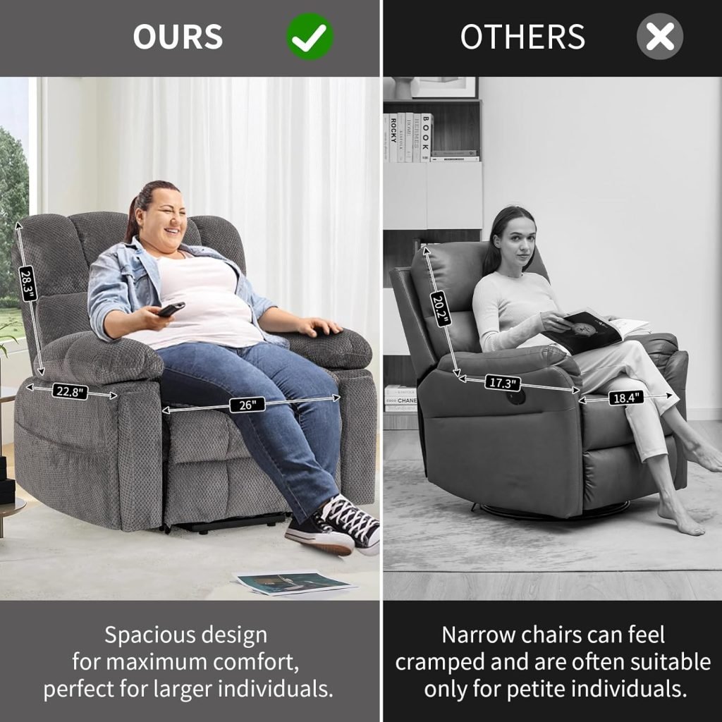 Dual Motor Power Lift Recliner Chair for Elderly with Adjustable Headrest,Extra Wide Recliner Chair with Heat and Massage,Lay Flat Recliner with Cupholder Storebox,USB Ports,Type C,Zero Gravity