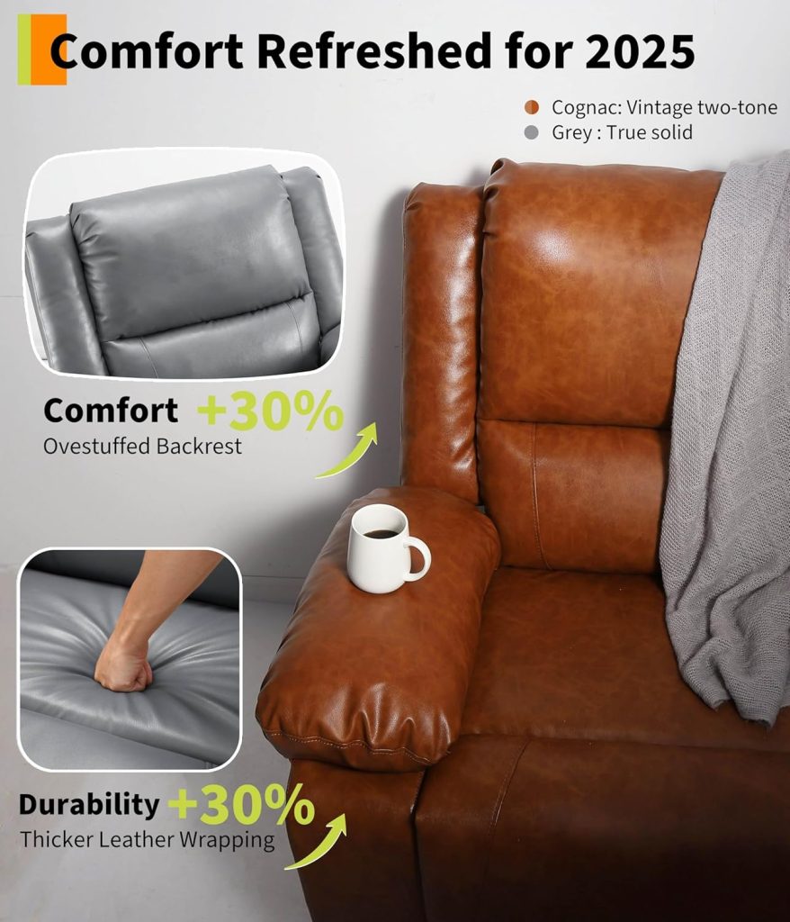 GarveeHome Power Lift Recliner Chair - Heat and Massage, Faux PU Electric Lift Recliner for Elderly  Mobility Impaired, Adjustable Back and Legs, Heavy Duty Lift Chair for Seniors