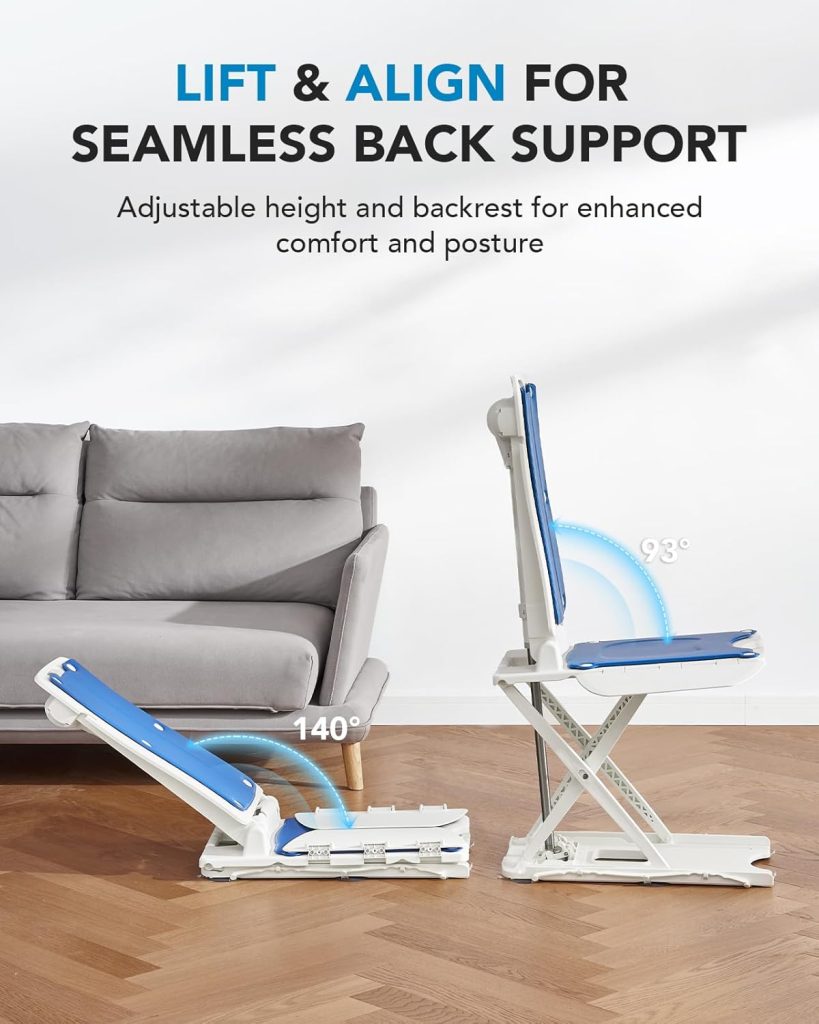 HUANUO 2-in-1 Electric Chair Lift for Elderly – Floor Lift  IP68 Waterproof Bath Lift for Tub, Foldable, 308 lbs Capacity, Remote Control, Height Adjustable 2.3-18.9, for Fall Recovery  Home Care
