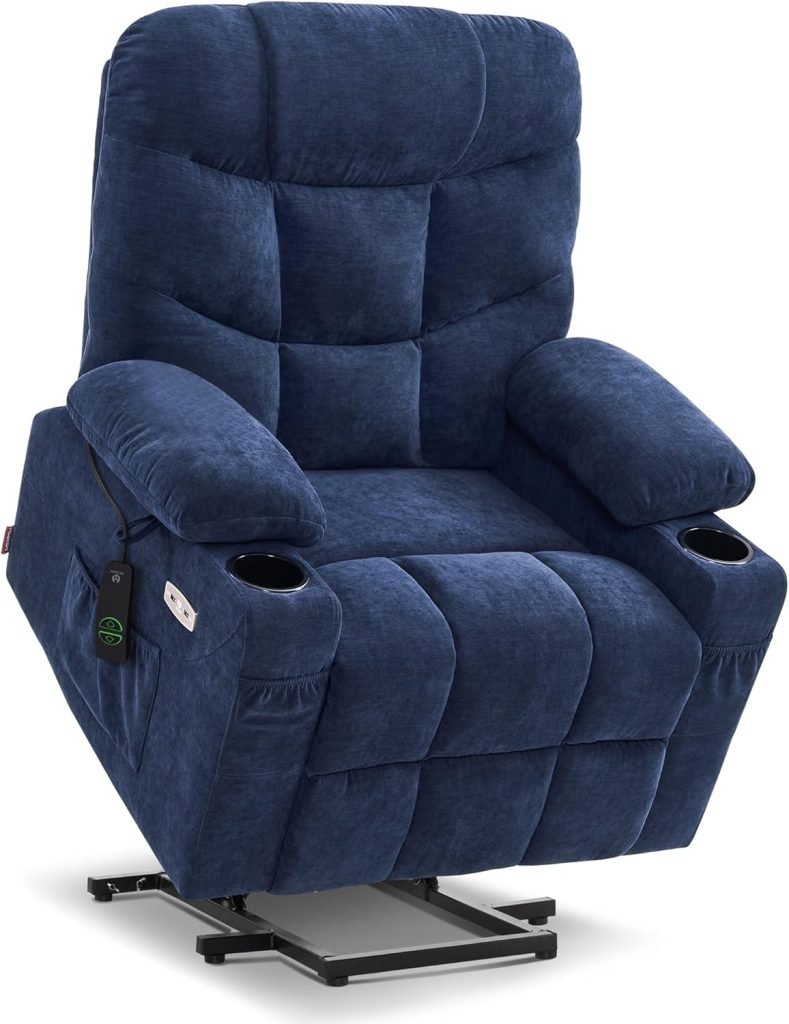 MCombo Power Lift Recliner Chair with Extended Footrest for Elderly People, Fabric 7287 (Navy Blue, Medium) MCombo Power Lift Recliner Chair with Extended Footrest for Elderly People, Fabric 7287 (Navy Blue, Medium)