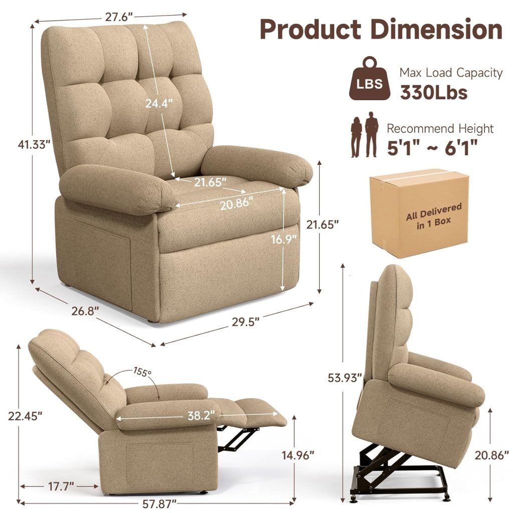 Power Lift Recliner Chair for Elderly, Triple Motor Lift Chair with Infinite Position, Electric Stand Assist for Seniors, Single Sofa with Side Pockets for Living Room, Beige-Brown Power Lift Recliner Chair for Elderly, Triple Motor Lift Chair with Infinite Position, Electric Stand Assist for Seniors, Single Sofa with Side Pockets for Living Room, Beige-Brown