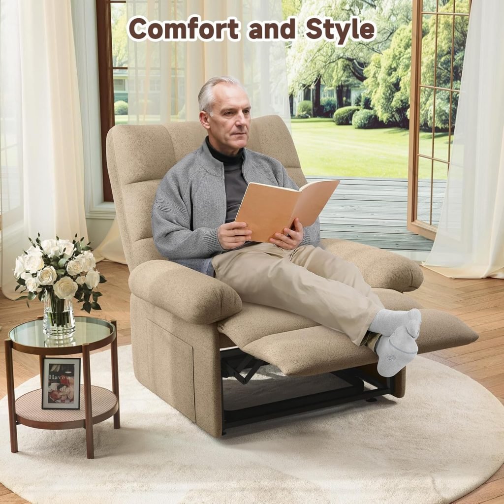 Power Lift Recliner Chair for Elderly, Triple Motor Lift Chair with Infinite Position, Electric Stand Assist for Seniors, Single Sofa with Side Pockets for Living Room, Beige-Brown Power Lift Recliner Chair for Elderly, Triple Motor Lift Chair with Infinite Position, Electric Stand Assist for Seniors, Single Sofa with Side Pockets for Living Room, Beige-Brown