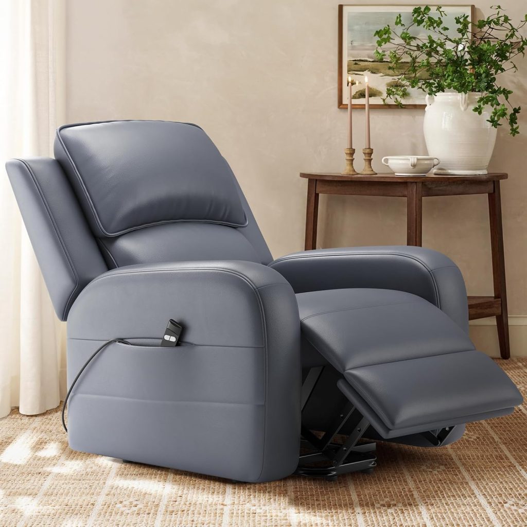 COLAMY Power Lift Recliner Chair for Elderly – Electric Leather Recliner with Remote Control, Ergonomic Backrest, Spacious Seat, Side Pocket 2-Button Operation, 300lbs Capacity (Grey) COLAMY Power Lift Recliner Chair for Elderly – Electric Leather Recliner with Remote Control, Ergonomic Backrest, Spacious Seat, Side Pocket 2-Button Operation, 300lbs Capacity (Grey)