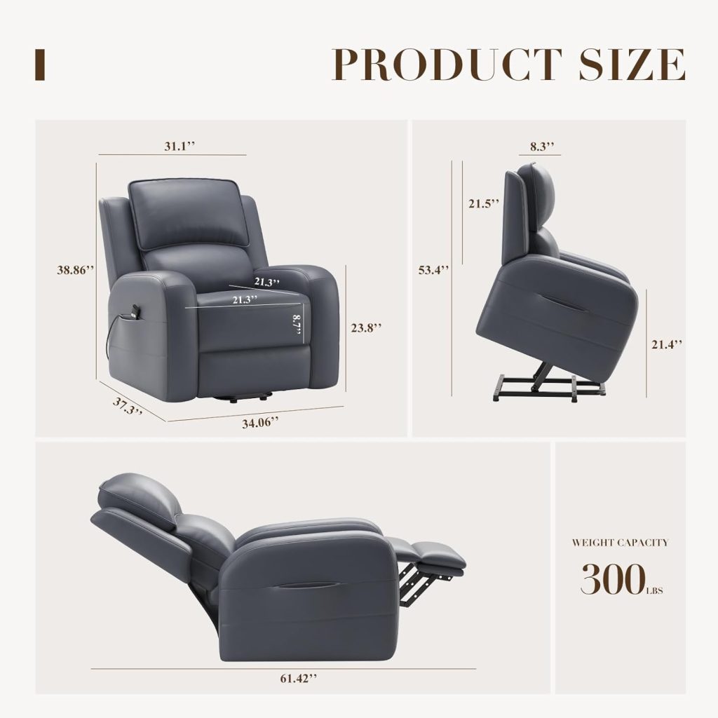 COLAMY Power Lift Recliner Chair for Elderly – Electric Leather Recliner with Remote Control, Ergonomic Backrest, Spacious Seat, Side Pocket 2-Button Operation, 300lbs Capacity (Grey) COLAMY Power Lift Recliner Chair for Elderly – Electric Leather Recliner with Remote Control, Ergonomic Backrest, Spacious Seat, Side Pocket 2-Button Operation, 300lbs Capacity (Grey)