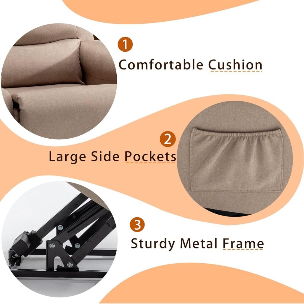 Recliner Chairs for Adults, Power Recliner Chair for Elderly, Small Lift Recliners with Assist, Electric Single Lift Sofa with Memory Function for Living Reading Room, Beige