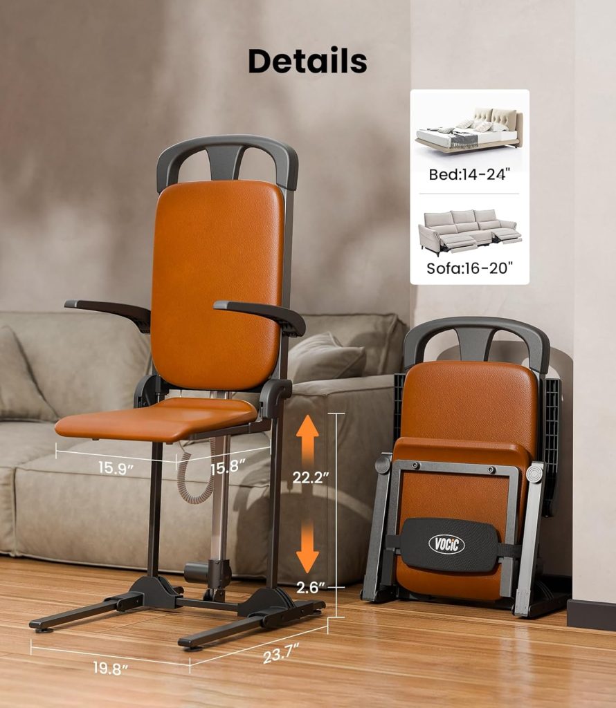 Upgrade Electric Chair Lift for Elderly Falls, Heavy Duty Lift Chair with T-stabilized Base, Help You Get Up from Floor, Support Up to 440 LBS, AX15 (Orange)