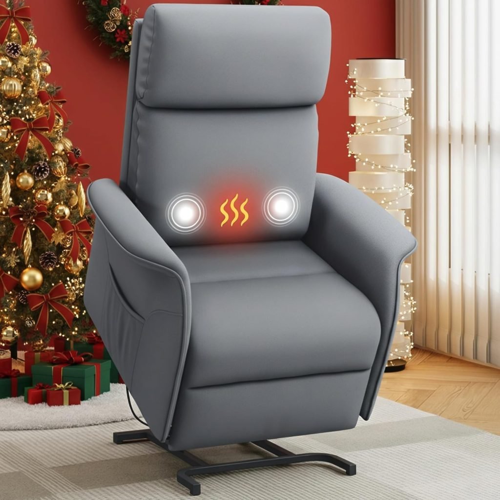 Large Power Lift Recliner Chair with Massage and Heat for Elderly, Electric Recliner Chairs for Adults with Side Pocket Remote Control, Infinite Position, Fabric (Dark Grey) Large Power Lift Recliner Chair with Massage and Heat for Elderly, Electric Recliner Chairs for Adults with Side Pocket Remote Control, Infinite Position, Fabric (Dark Grey)