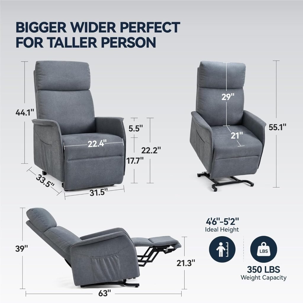 Large Power Lift Recliner Chair with Massage and Heat for Elderly, Electric Recliner Chairs for Adults with Side Pocket Remote Control, Infinite Position, Fabric (Dark Grey) Large Power Lift Recliner Chair with Massage and Heat for Elderly, Electric Recliner Chairs for Adults with Side Pocket Remote Control, Infinite Position, Fabric (Dark Grey)