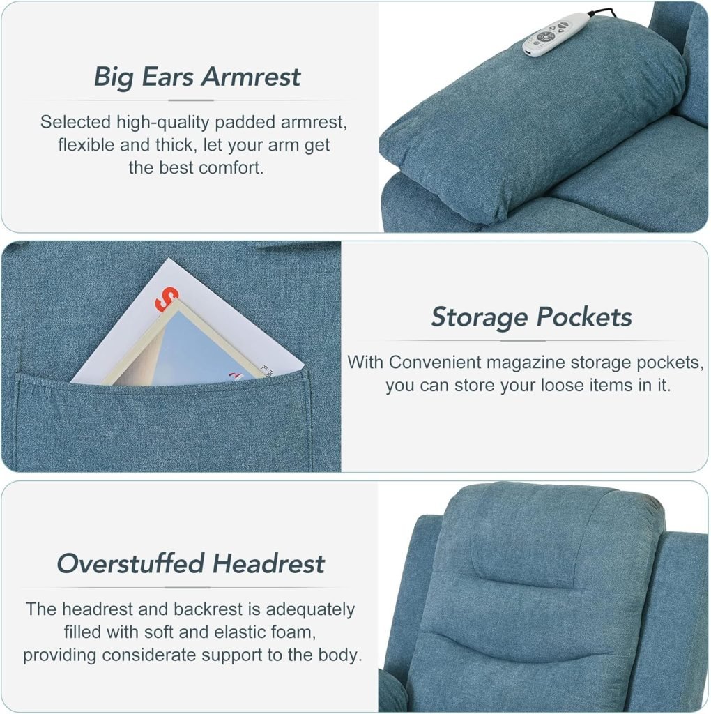 Merax Massage Recliner,Power Lift Chair for Elderly with Adjustable Massage and Heating Function,Recliner Chair with Infinite Position and Side Pocket for Living Room,Blue Merax Massage Recliner,Power Lift Chair for Elderly with Adjustable Massage and Heating Function,Recliner Chair with Infinite Position and Side Pocket for Living Room,Blue