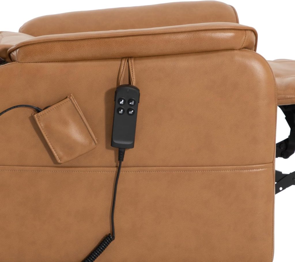 DYNOX 350 LBS Power Lift Recliner Chair for Elderly, Medium Size Dual Motor Lay Flat Infinite Positions Recliner with Heat  Massage(9188,Genuine Leather,Camel)