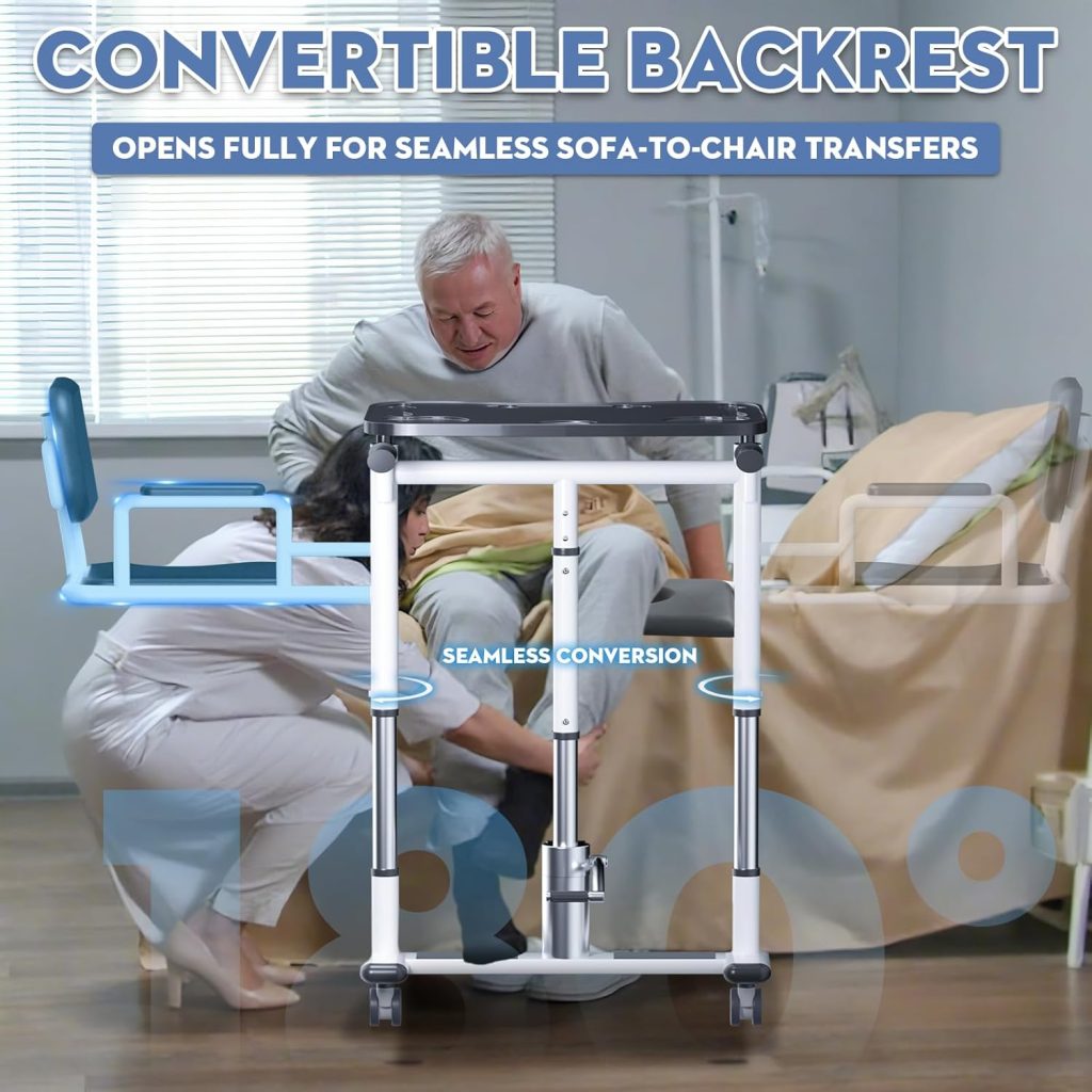 Patient Lift Transfer Chair, 5 in 1 Patient Lift Chair with 180°Split Seat, Height Adjustable Patient Transfer Chair with 4 Casters for Home Seniors Elderly Handicapped,XXL Patient Lift Transfer Chair, 5 in 1 Patient Lift Chair with 180°Split Seat, Height Adjustable Patient Transfer Chair with 4 Casters for Home Seniors Elderly Handicapped,XXL