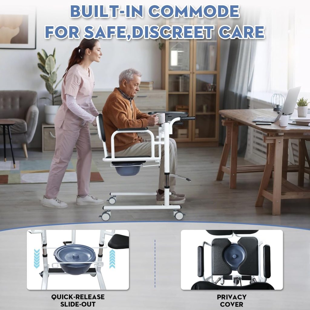 Patient Lift Transfer Chair, 5 in 1 Patient Lift Chair with 180°Split Seat, Height Adjustable Patient Transfer Chair with 4 Casters for Home Seniors Elderly Handicapped,XXL Patient Lift Transfer Chair, 5 in 1 Patient Lift Chair with 180°Split Seat, Height Adjustable Patient Transfer Chair with 4 Casters for Home Seniors Elderly Handicapped,XXL