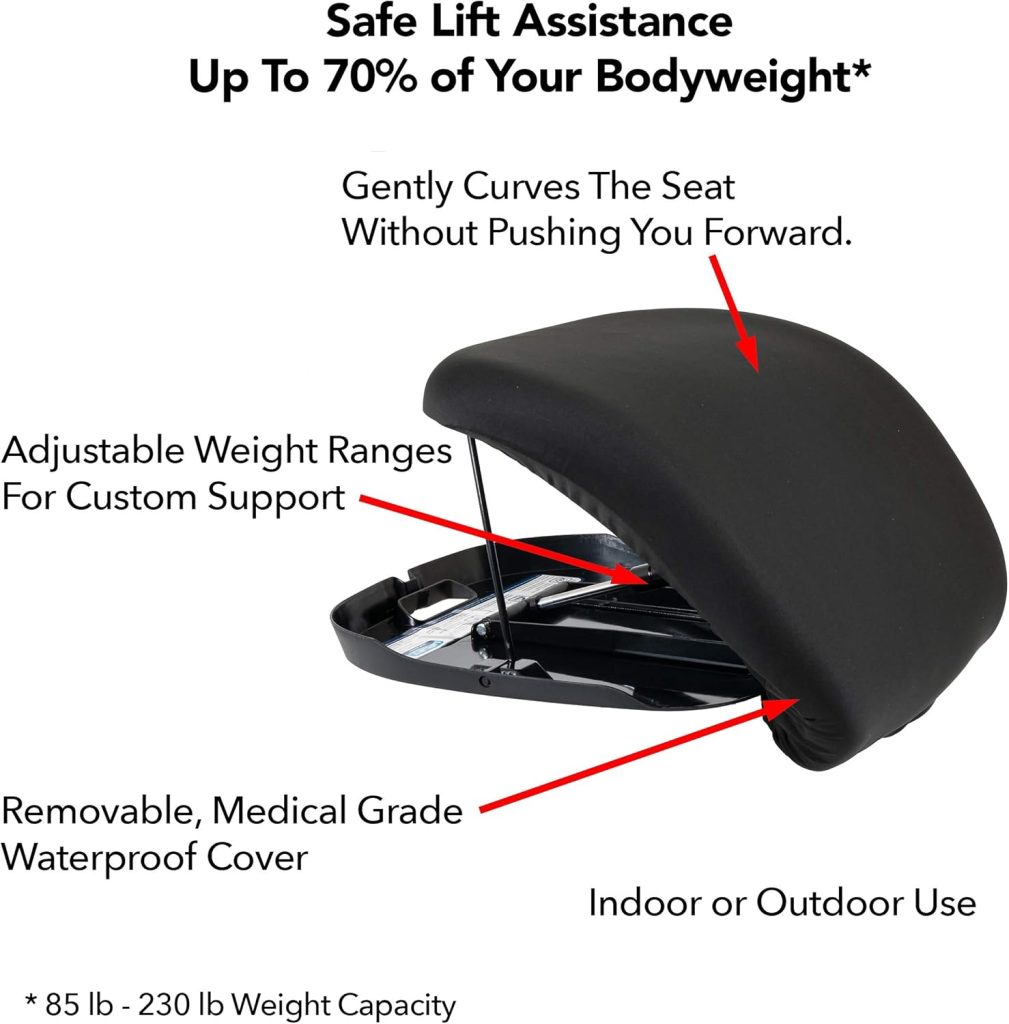 Carex Uplift Premium Seat Assist With Memory Foam - Chair Lift And Sofa Stand Assist - 70% Seat Lift Assistance Up To 230lbs, Standard