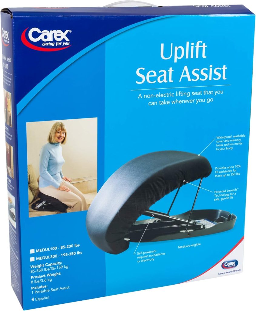 Carex Uplift Premium Seat Assist With Memory Foam - Chair Lift And Sofa Stand Assist - 70% Seat Lift Assistance Up To 230lbs, Standard