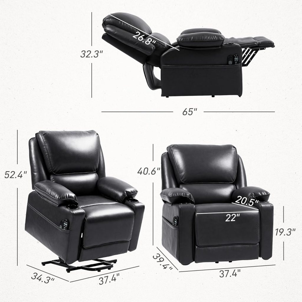 HOMCOM Power Lift Recliner Chair for Elderly, Wide Faux Leather Lift Chair with Vibration Massage and Heat, Overstuffed Reclining Single Sofa with Remote, USB Port, Side Pockets, Black HOMCOM Power Lift Recliner Chair for Elderly, Wide Faux Leather Lift Chair with Vibration Massage and Heat, Overstuffed Reclining Single Sofa with Remote, USB Port, Side Pockets, Black