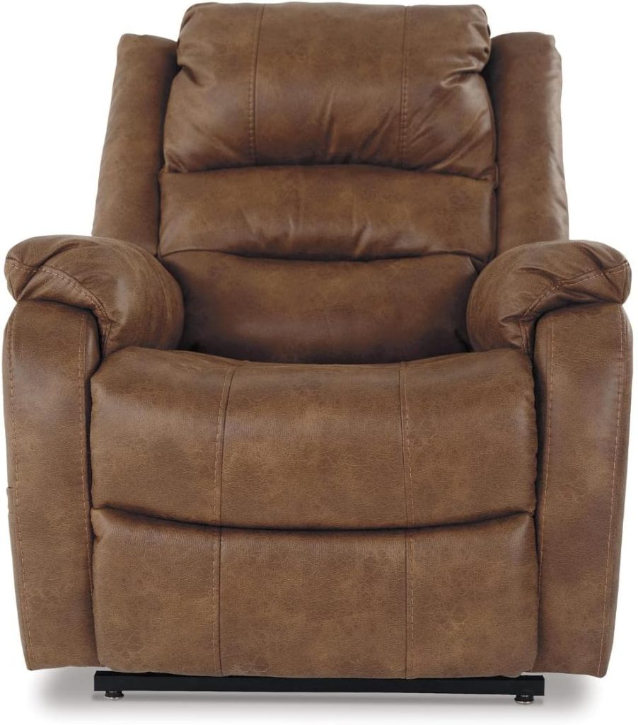 Signature Design by Ashley Yandel Faux Leather Electric Power Lift Recliner for Elderly, Brown