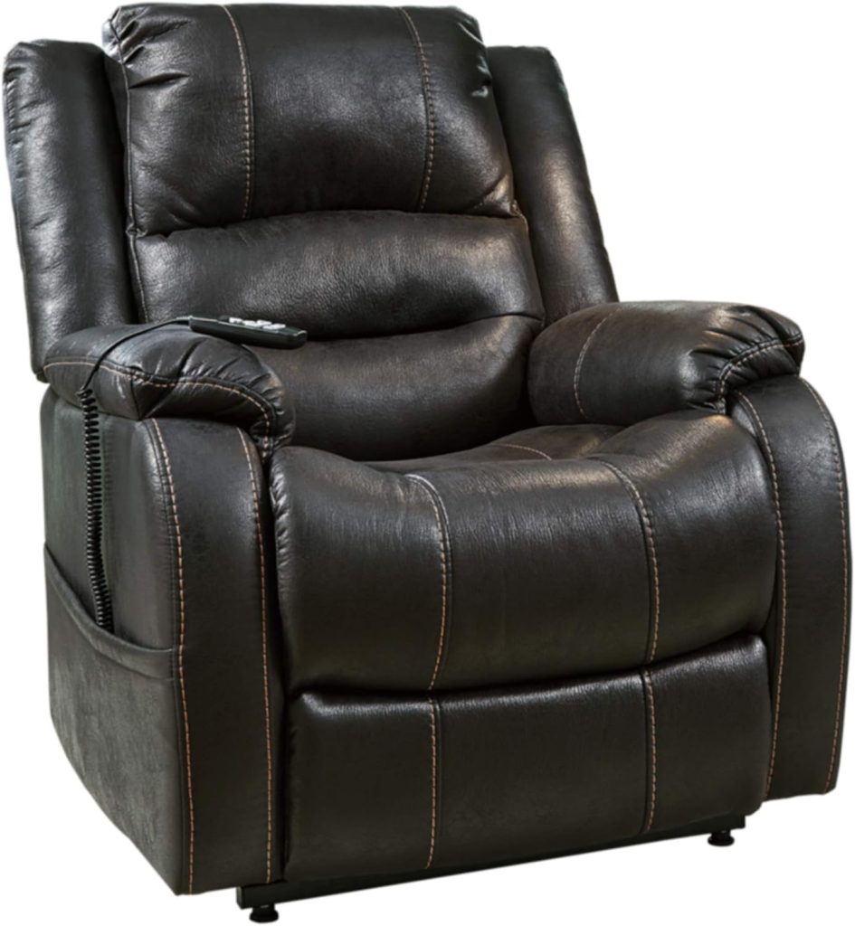 Signature Design by Ashley Yandel Faux Leather Electric Power Lift Recliner for Elderly, Brown