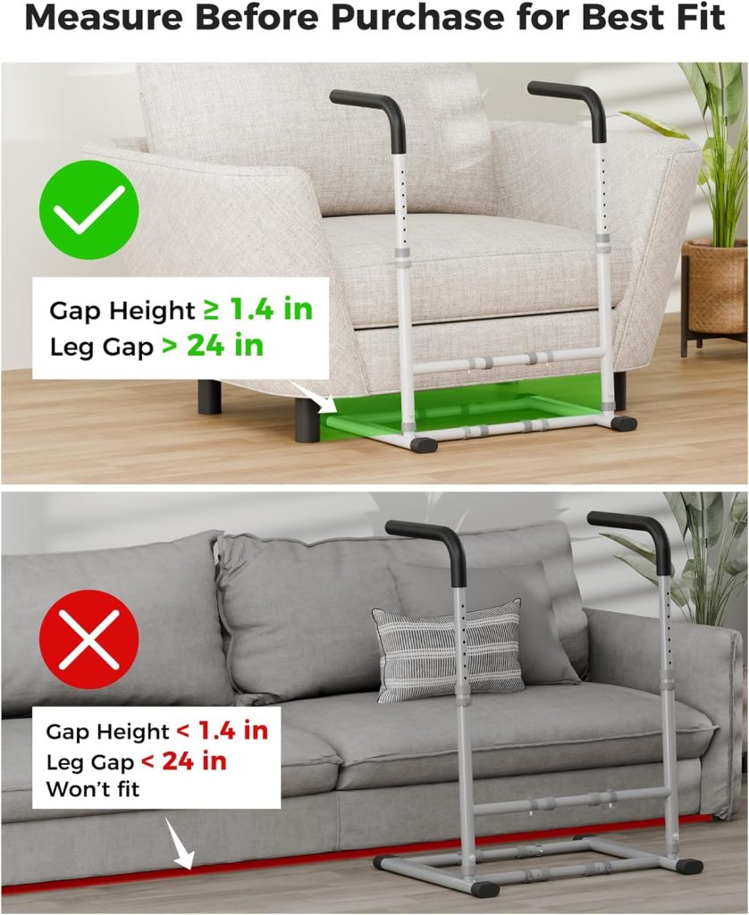 Couch Stand Assist Aid for Elderly, Sofa Chair Lift Assist Devices for Seniors Sit to Stand, Standing Aids  Supports, Pregnancy, Disabled, Floor Gap Height ≥ 1.4 Leg Gap ＞24, White