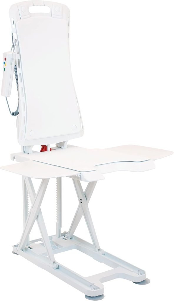 Drive Medical Bellavita Dive Bath Lift Chair, Reclining Electric Auto Bath Lifter  Tub Chair Lift, Bathtub Seat Transfer Chair with Open Seat Design, White