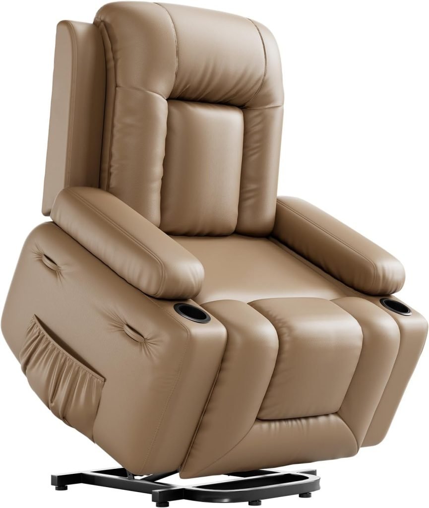 GarveeHome Swivel Rocking Recliner Chair, PU Leather Reclining Nursery Rockers with Heat Massage, 360° Round Base Rocker Recliner Chair with Pull Handle, Silla Mecedora, Vintage Dual-Tone GarveeHome Swivel Rocking Recliner Chair, PU Leather Reclining Nursery Rockers with Heat Massage, 360° Round Base Rocker Recliner Chair with Pull Handle, Silla Mecedora, Vintage Dual-Tone