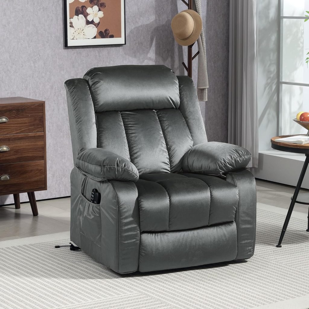 HOMCOM Power Lift Recliner Chair for Elderly with Massage and Heat, Electric Lift Chair with USB Ports, Side Pockets, 35 Wide Back for Living Room, Bedroom, Gray