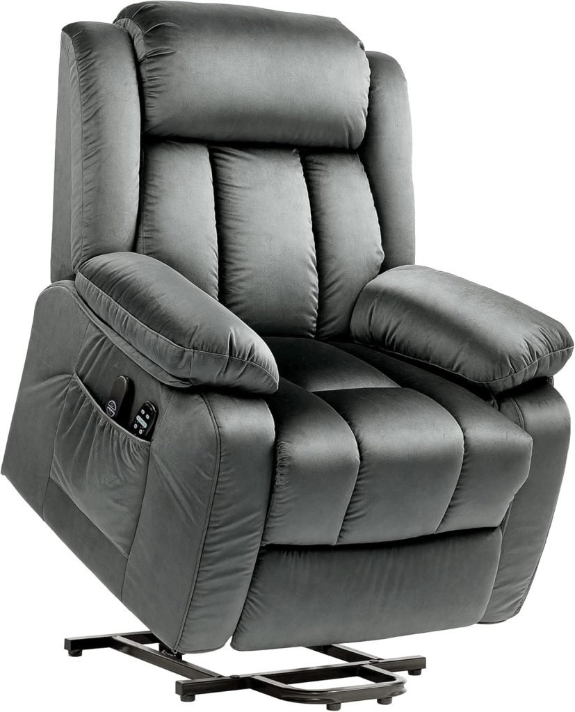 HOMCOM Power Lift Recliner Chair for Elderly with Massage and Heat, Electric Lift Chair with USB Ports, Side Pockets, 35 Wide Back for Living Room, Bedroom, Gray