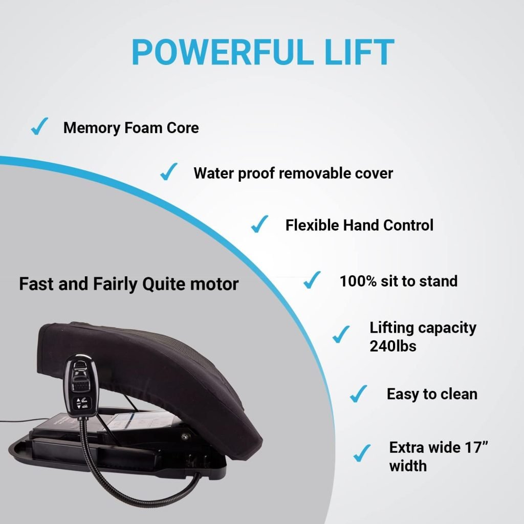 Premium Electric Lifting Cushion v2 by SB. Powerful Motor to Assist in Standing - Chair Lift Device – Easy Setup, Simple to Use - Power Seat for 100% Sit-to-Stand Lift Supports up to lbs