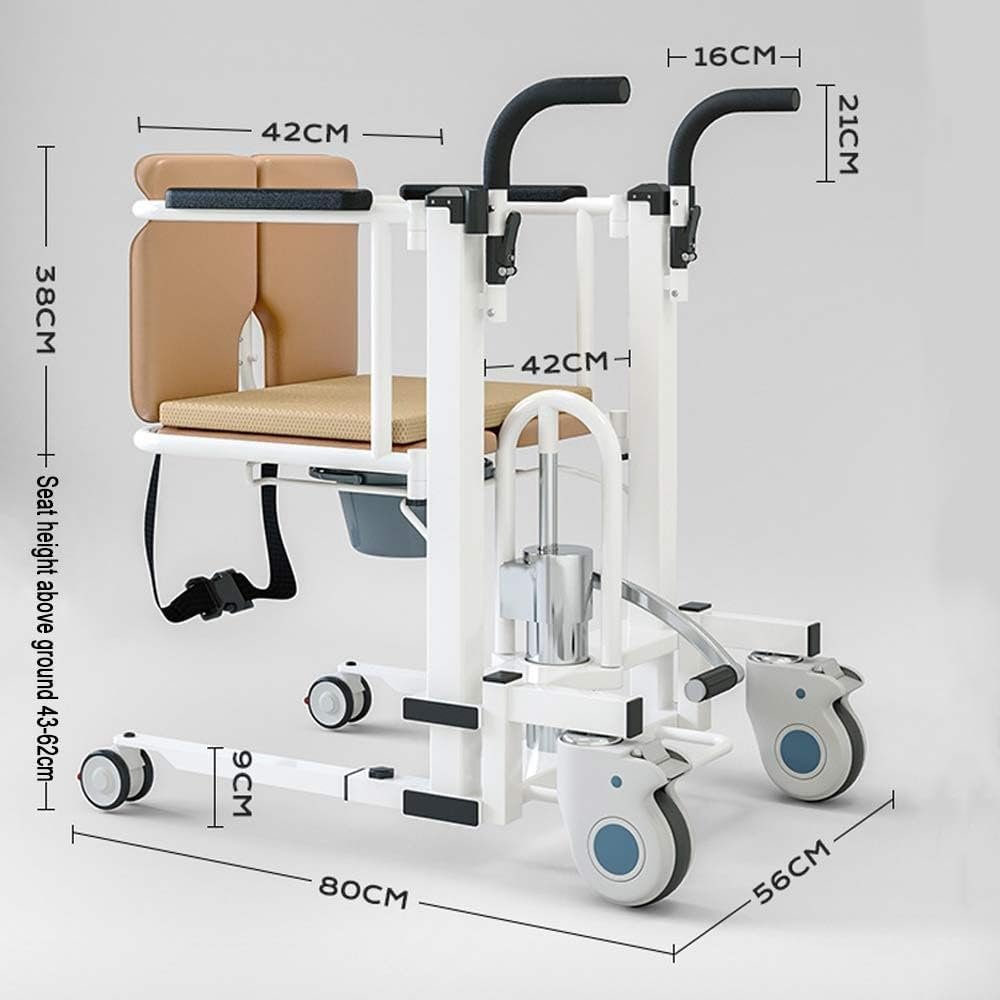 Hydraulic Patient Lift Transfer Chair for Home, Portable in Patient Lift Wheelchair with 180° Split Seat and Commode for Seniors Elderly Disabled, Lb Capacity