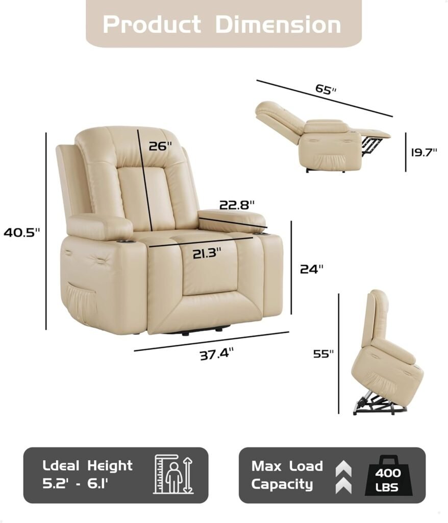 GarveeHome Power Lift Recliner Chair - Heat and Massage, Adjustable Back and Legs, PU Leather Electric Lift Chair Designed for The Elderly and People with Mobility impaired GarveeHome Power Lift Recliner Chair - Heat and Massage, Adjustable Back and Legs, PU Leather Electric Lift Chair Designed for The Elderly and People with Mobility impaired