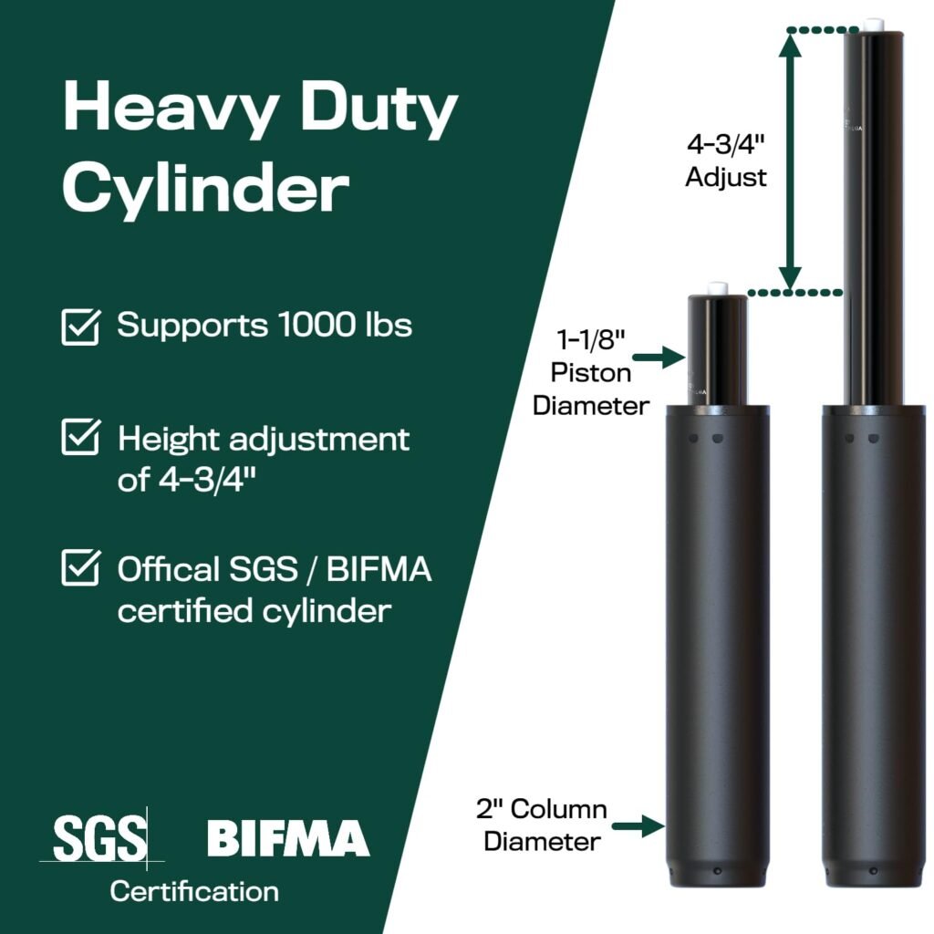 Office Chair Cylinder Replacement with Removal Tool (As Seen On PBS) - Heavy Duty Pneumatic Gas Lift Piston for Desk Chairs and Gaming Chairs - Universal Fit Office Chair Cylinder Replacement with Removal Tool (As Seen On PBS) - Heavy Duty Pneumatic Gas Lift Piston for Desk Chairs and Gaming Chairs - Universal Fit